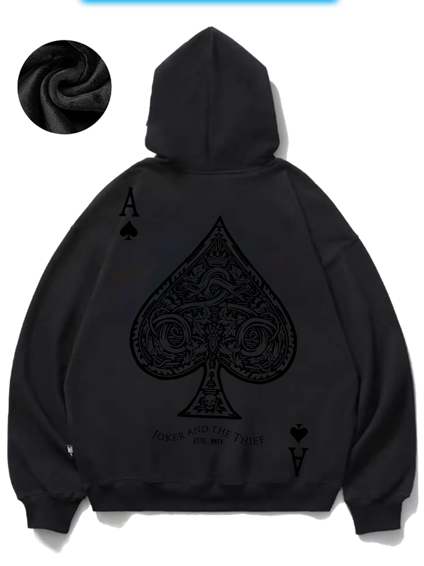 Men’s Ace of Spades Fleece Hoodie – Intricate Pattern, Fall & Winter Fashion, Comfortable Everyday Wear