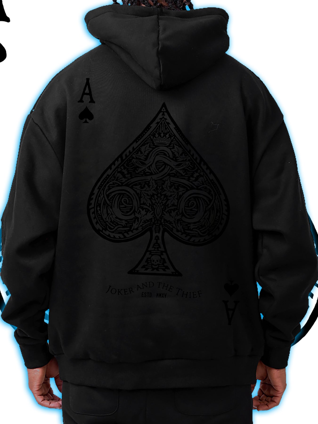 Men’s Ace of Spades Fleece Hoodie – Intricate Pattern, Fall & Winter Fashion, Comfortable Everyday Wear