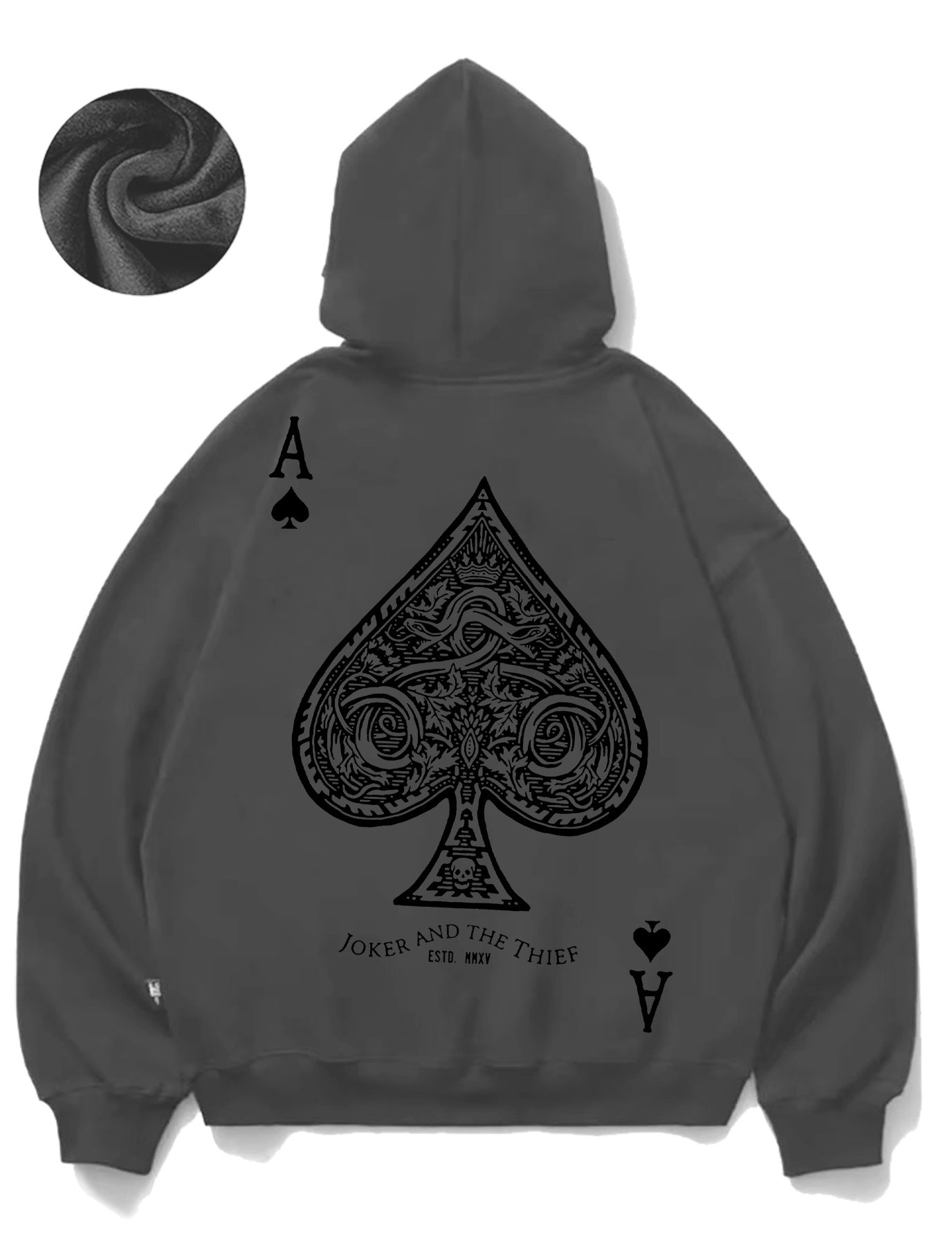 Men’s Ace of Spades Fleece Hoodie – Intricate Pattern, Fall & Winter Fashion, Comfortable Everyday Wear