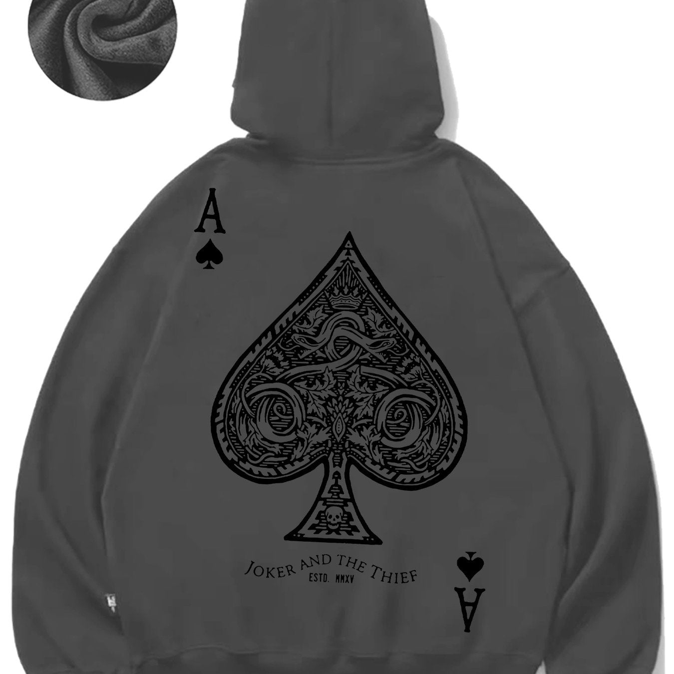 Men’s Ace of Spades Fleece Hoodie – Intricate Pattern, Fall & Winter Fashion, Comfortable Everyday Wear