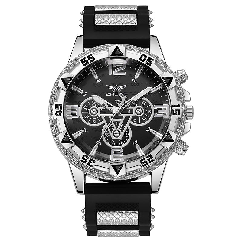 3PCS Men’s Watch & Bracelet Set – Elegant Quartz Wristwatch, Fashion & Business Style, Silicone Strap