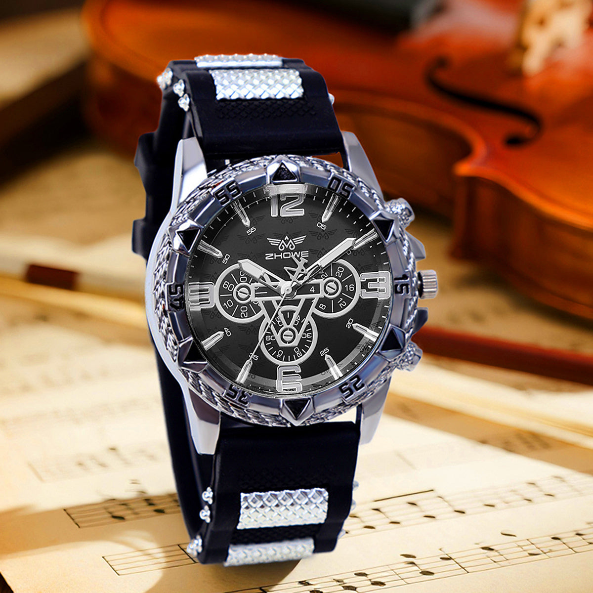 3PCS Men’s Watch & Bracelet Set – Elegant Quartz Wristwatch, Fashion & Business Style, Silicone Strap