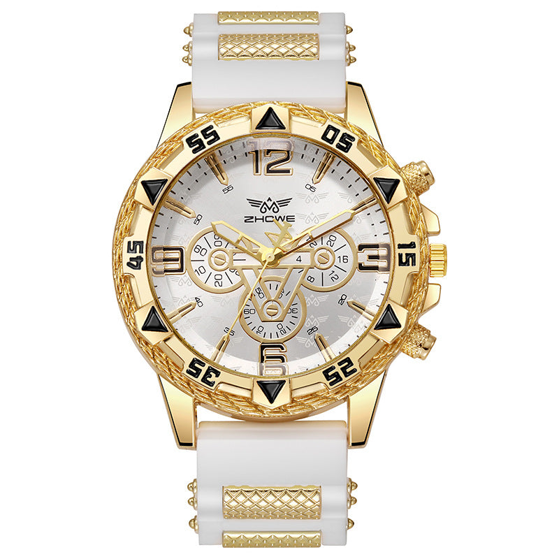 3PCS Men’s Watch & Bracelet Set – Elegant Quartz Wristwatch, Fashion & Business Style, Silicone Strap