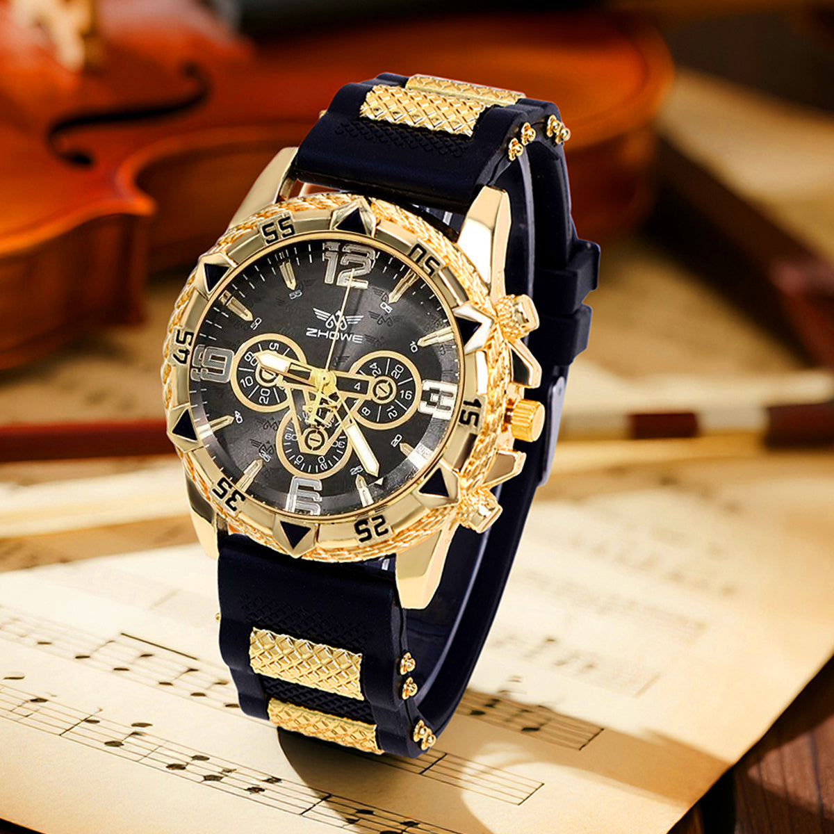 3PCS Men’s Watch & Bracelet Set – Elegant Quartz Wristwatch, Fashion & Business Style, Silicone Strap