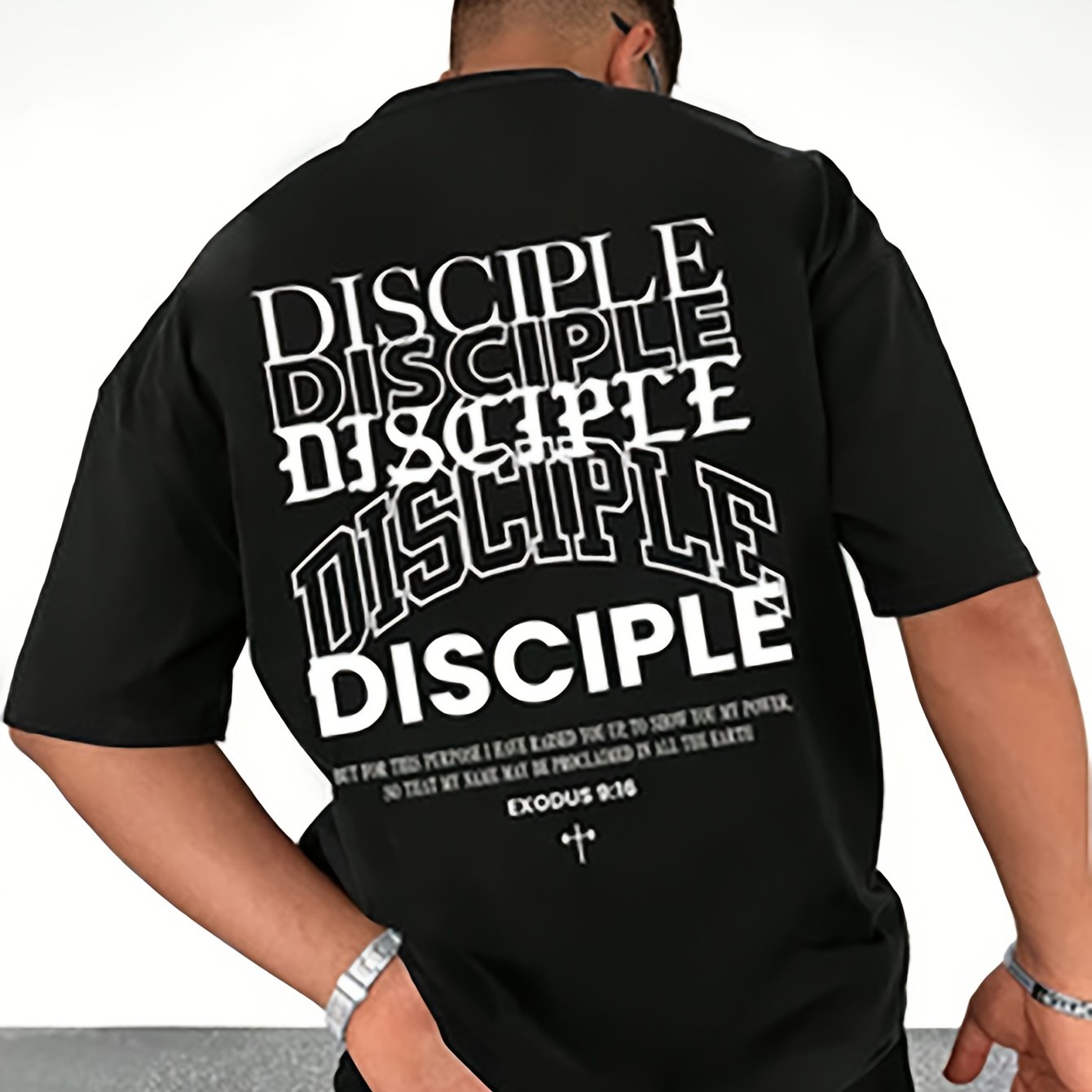 Men’s Faith & Disciple T-Shirt – Creative Letter Slogan, Casual Short-Sleeve Round Neck, Perfect Gift