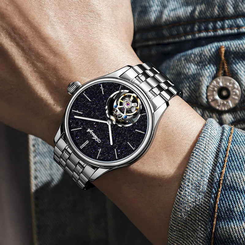 AESOP Starry Sky Tourbillon Watch – Men's Mechanical Stainless Steel Waterproof Wristwatch
