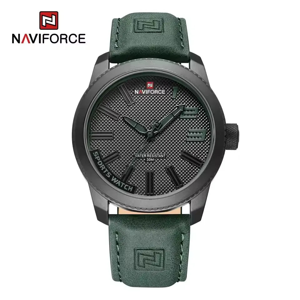 NAVIFORCE 9202L Men’s Sport Watch – Waterproof, Shockproof, Leather Strap, Fashion Casual Design