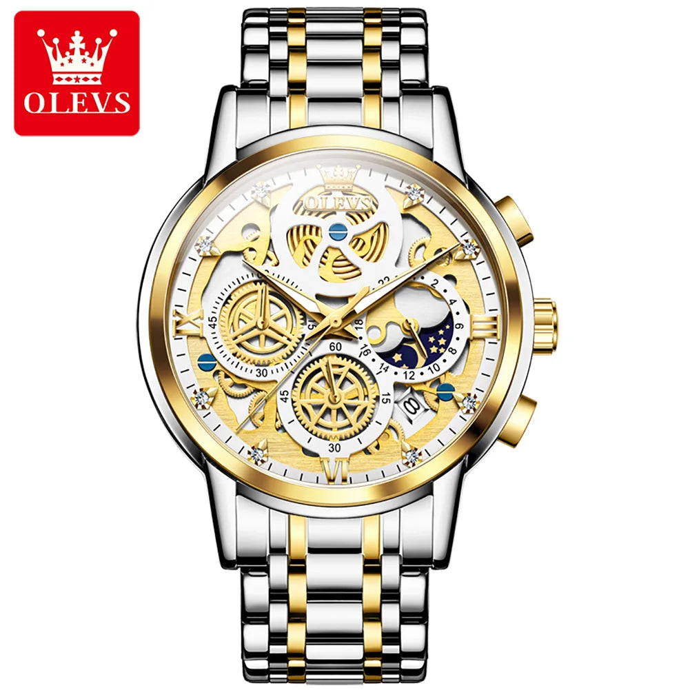 OLEVS 9947 Men’s Automatic Watch – Luxury Gold Mechanical Design, Waterproof Business Sport Style