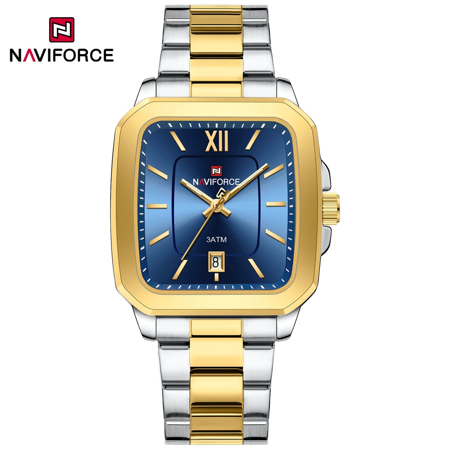 NAVIFORCE 9239 Couple Watch – Silver & Blue Quartz, Waterproof Casual Wristwatch for Men & Women
