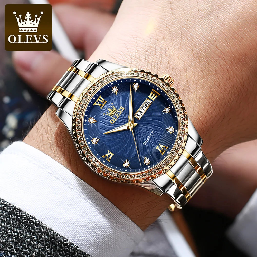 OLEVS 5565 Brand Men Fashion Luxury Quartz Watch Stainless Steel Band Date Business Montre Homme Wrist Men Watch