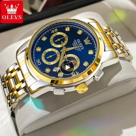 OLEVS 2889 Men's Multifunction Quartz Watch – Classic Business & Sports Steel Band Timepiece
