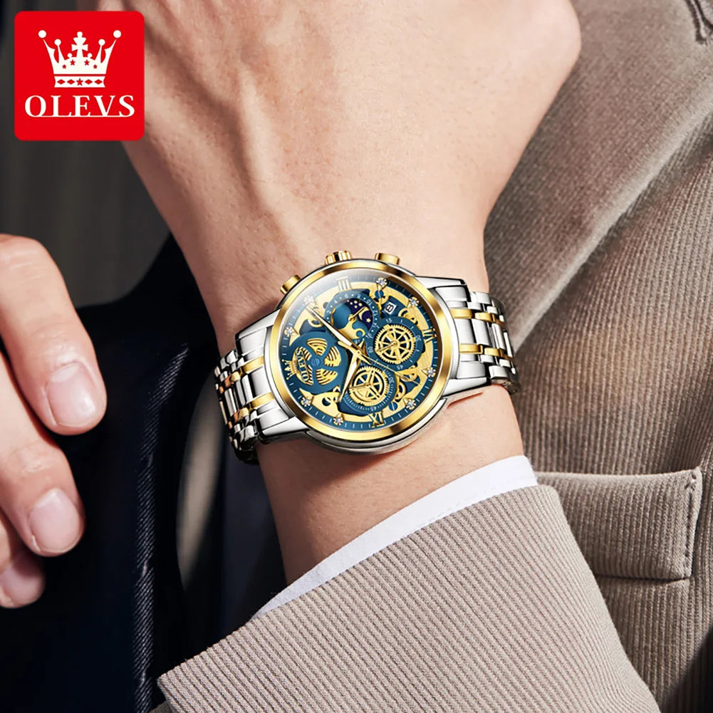 OLEVS 9947 Men’s Automatic Watch – Luxury Gold Mechanical Design, Waterproof Business Sport Style