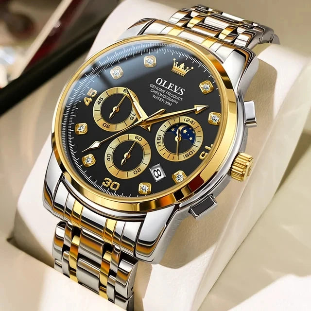OLEVS 2889 Men's Multifunction Quartz Watch – Classic Business & Sports Steel Band Timepiece