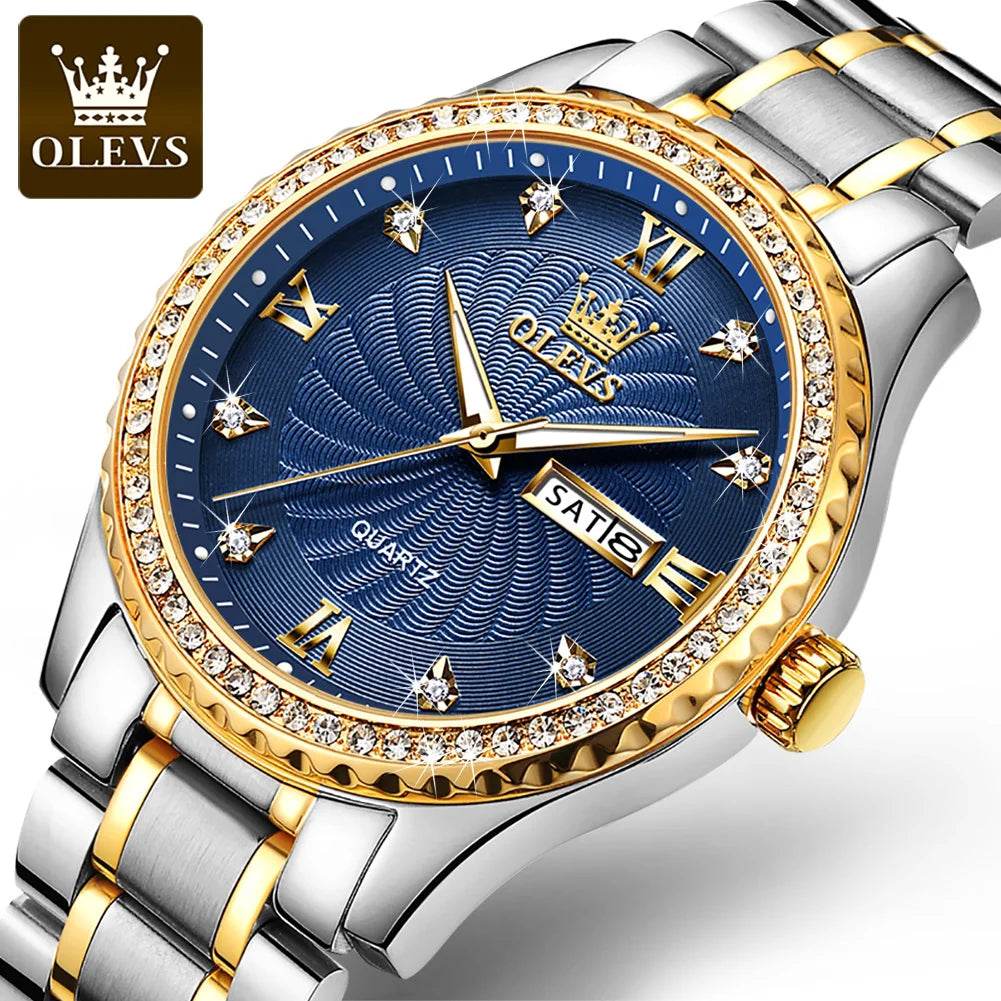 OLEVS 5565 Brand Men Fashion Luxury Quartz Watch Stainless Steel Band Date Business Montre Homme Wrist Men Watch
