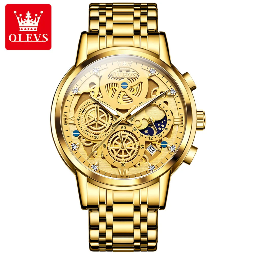 OLEVS 9947 Men’s Automatic Watch – Luxury Gold Mechanical Design, Waterproof Business Sport Style