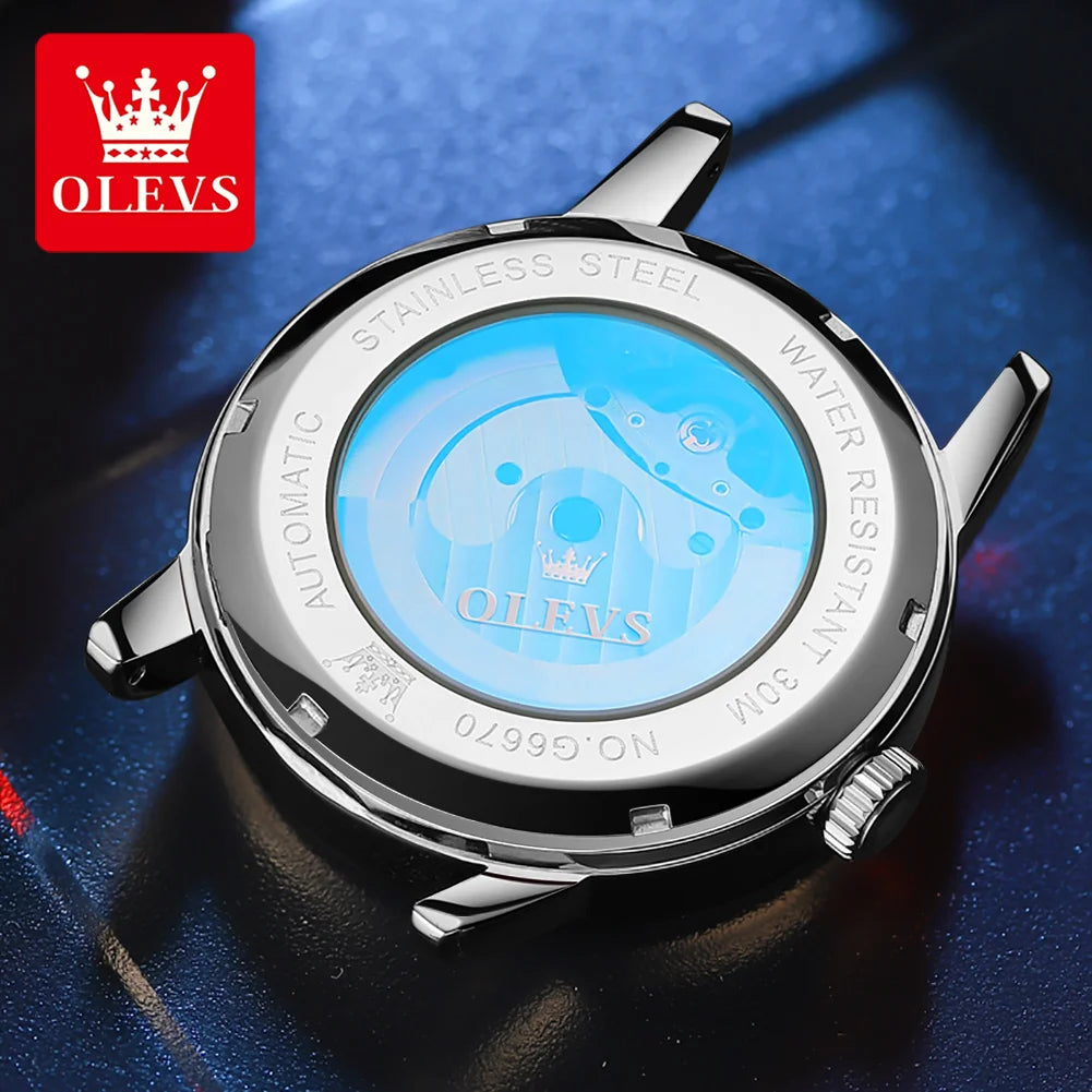 OLEVS 6670 Men’s Automatic Skeleton Watch – Luxury Mechanical Design, Leather Strap, Top Brand Stylep Brand Style
