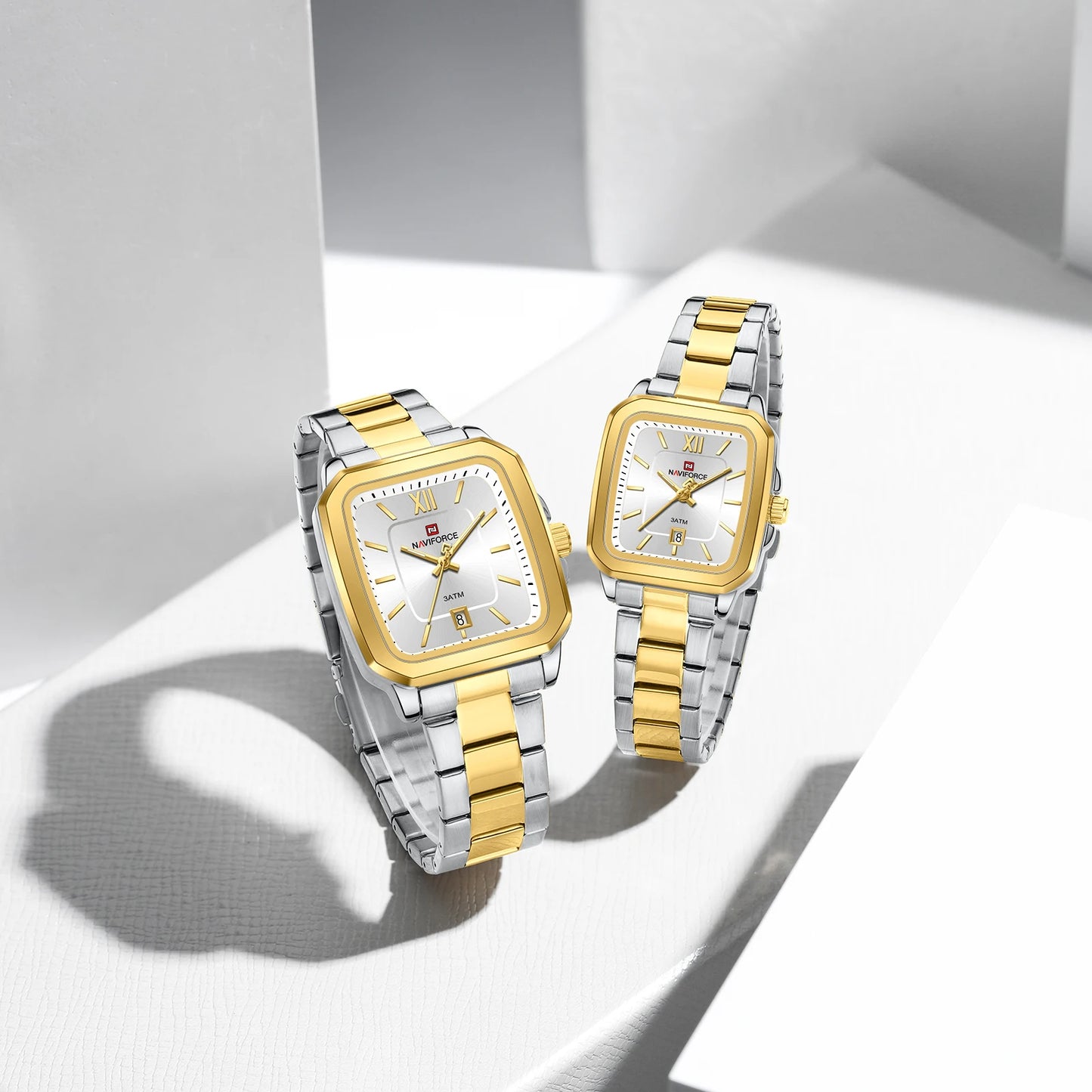 NAVIFORCE 9239 Couple Watch – Silver & Blue Quartz, Waterproof Casual Wristwatch for Men & Women