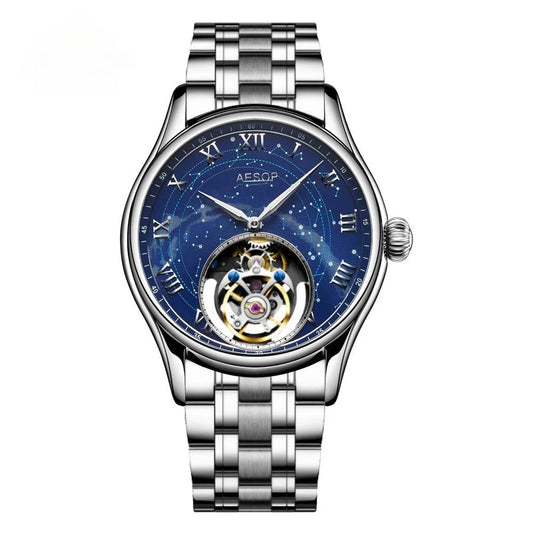 AESOP Starry Sky Tourbillon Watch – Men's Mechanical Stainless Steel Waterproof Wristwatch