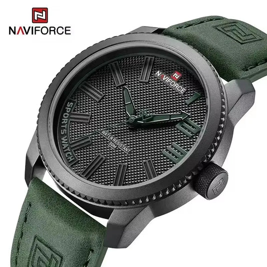 NAVIFORCE 9202L Men’s Sport Watch – Waterproof, Shockproof, Leather Strap, Fashion Casual Design