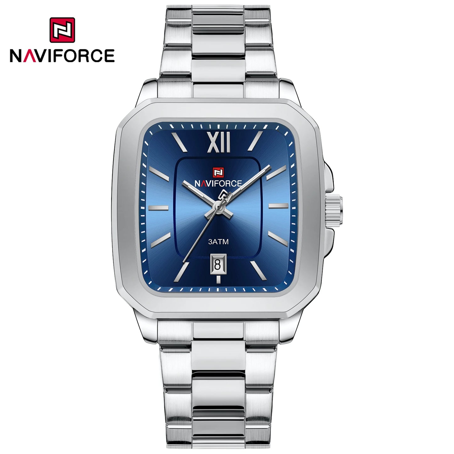NAVIFORCE 9239 Couple Watch – Silver & Blue Quartz, Waterproof Casual Wristwatch for Men & Women