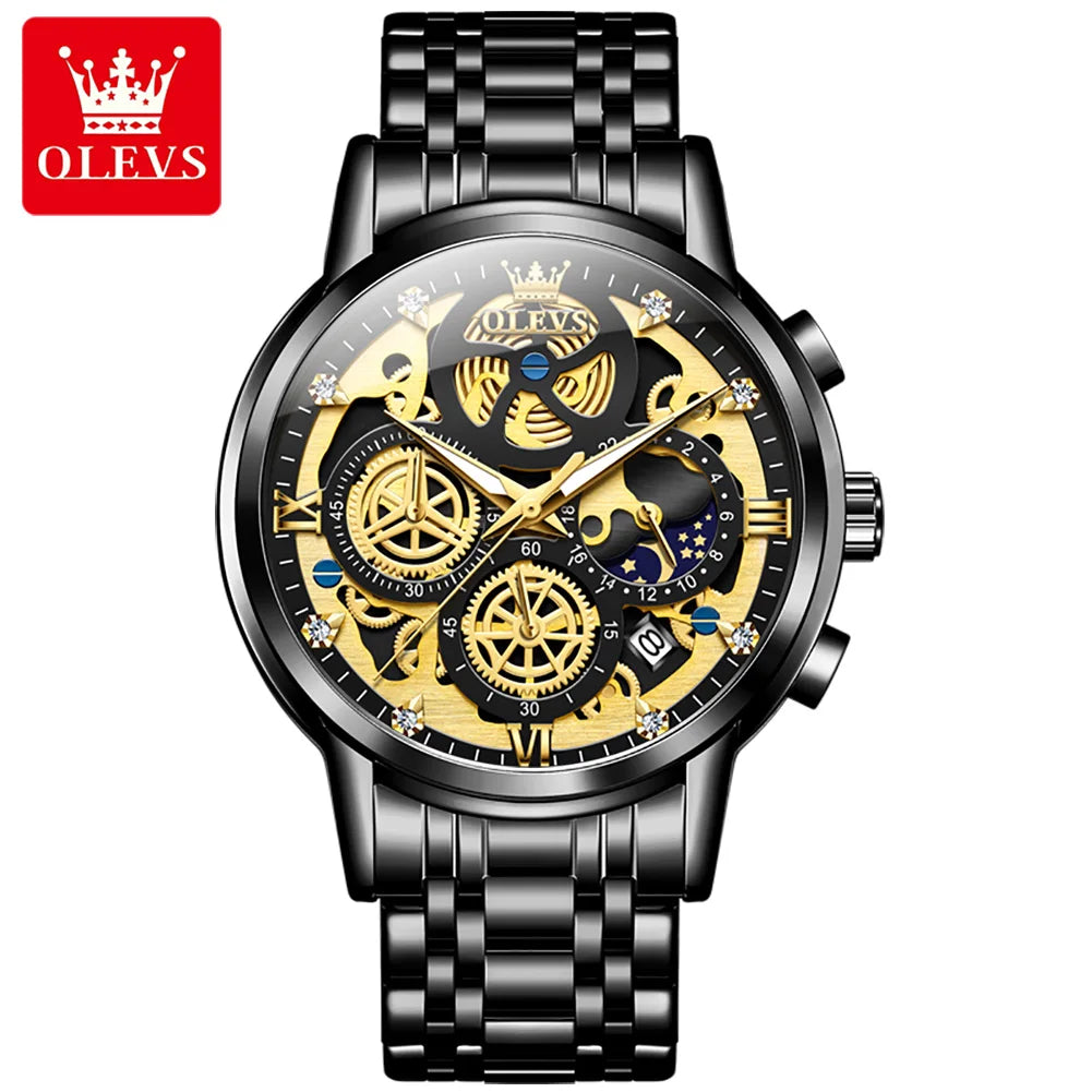 OLEVS 9947 Men’s Automatic Watch – Luxury Gold Mechanical Design, Waterproof Business Sport Style