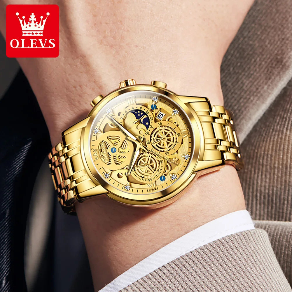 OLEVS 9947 Men’s Automatic Watch – Luxury Gold Mechanical Design, Waterproof Business Sport Style