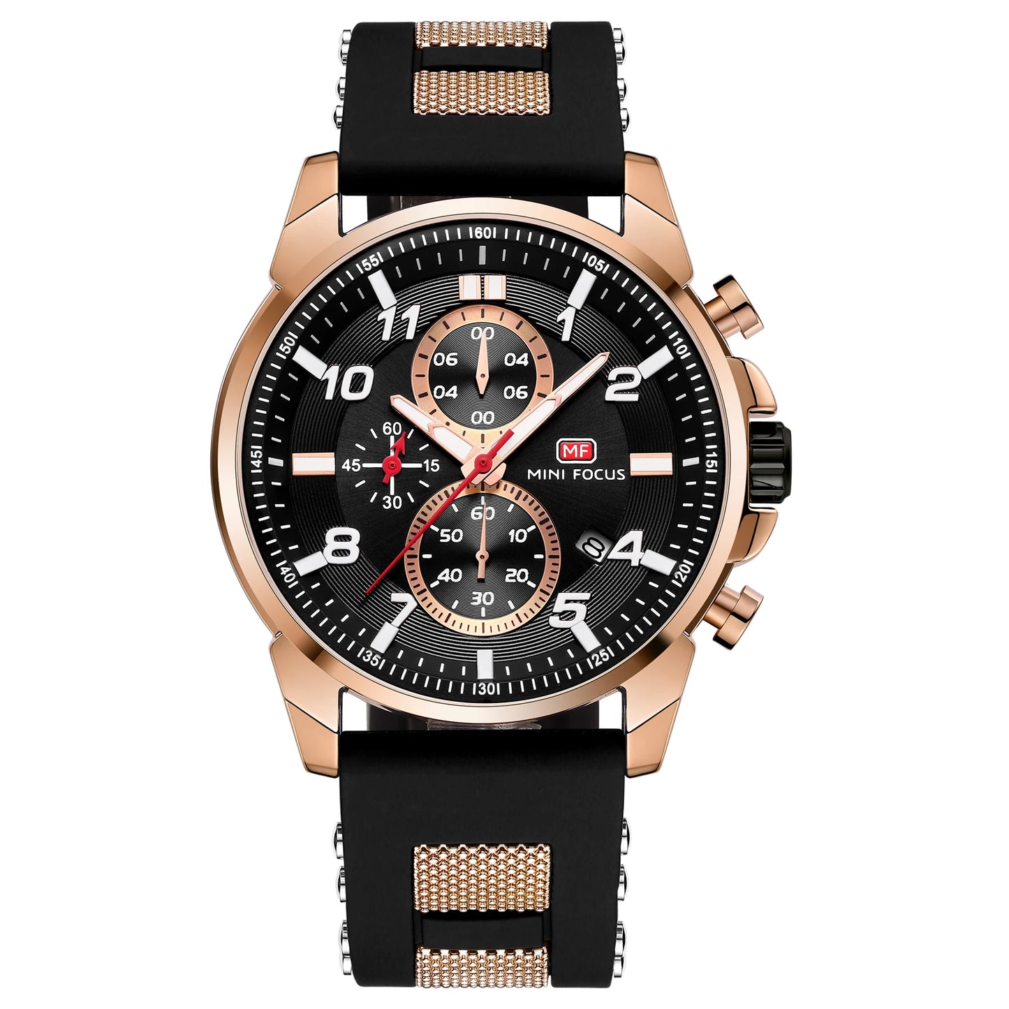Mini Focus Men’s Waterproof Chronograph Watch – Luxury Sports Design, Silicone Strap, Quartz Precision