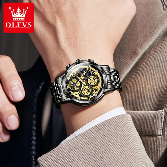 OLEVS 9947 Men’s Automatic Watch – Luxury Gold Mechanical Design, Waterproof Business Sport Style