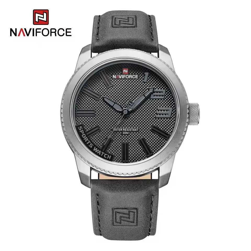 NAVIFORCE 9202L Men’s Sport Watch – Waterproof, Shockproof, Leather Strap, Fashion Casual Design
