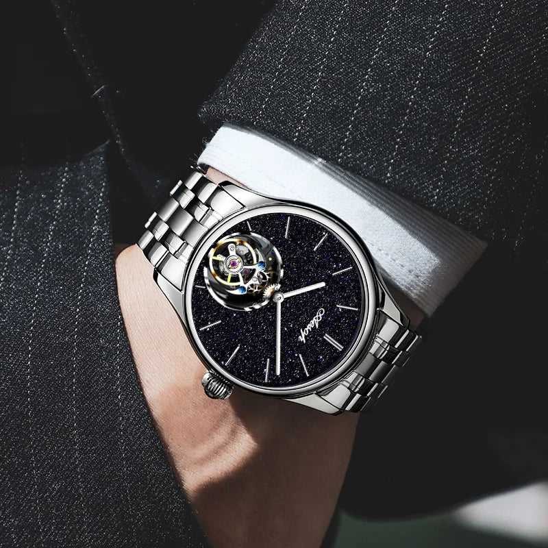 AESOP Starry Sky Tourbillon Watch – Men's Mechanical Stainless Steel Waterproof Wristwatch