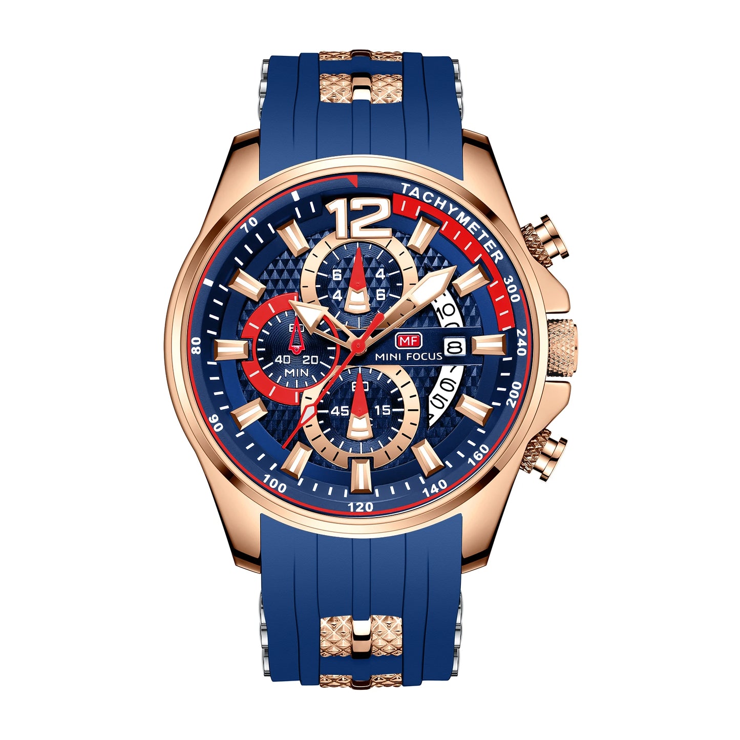 MINI FOCUS MF0350G Men's Sports Quartz Watch – Silicone Band, Luminous Hands, Waterproof Wristwatch