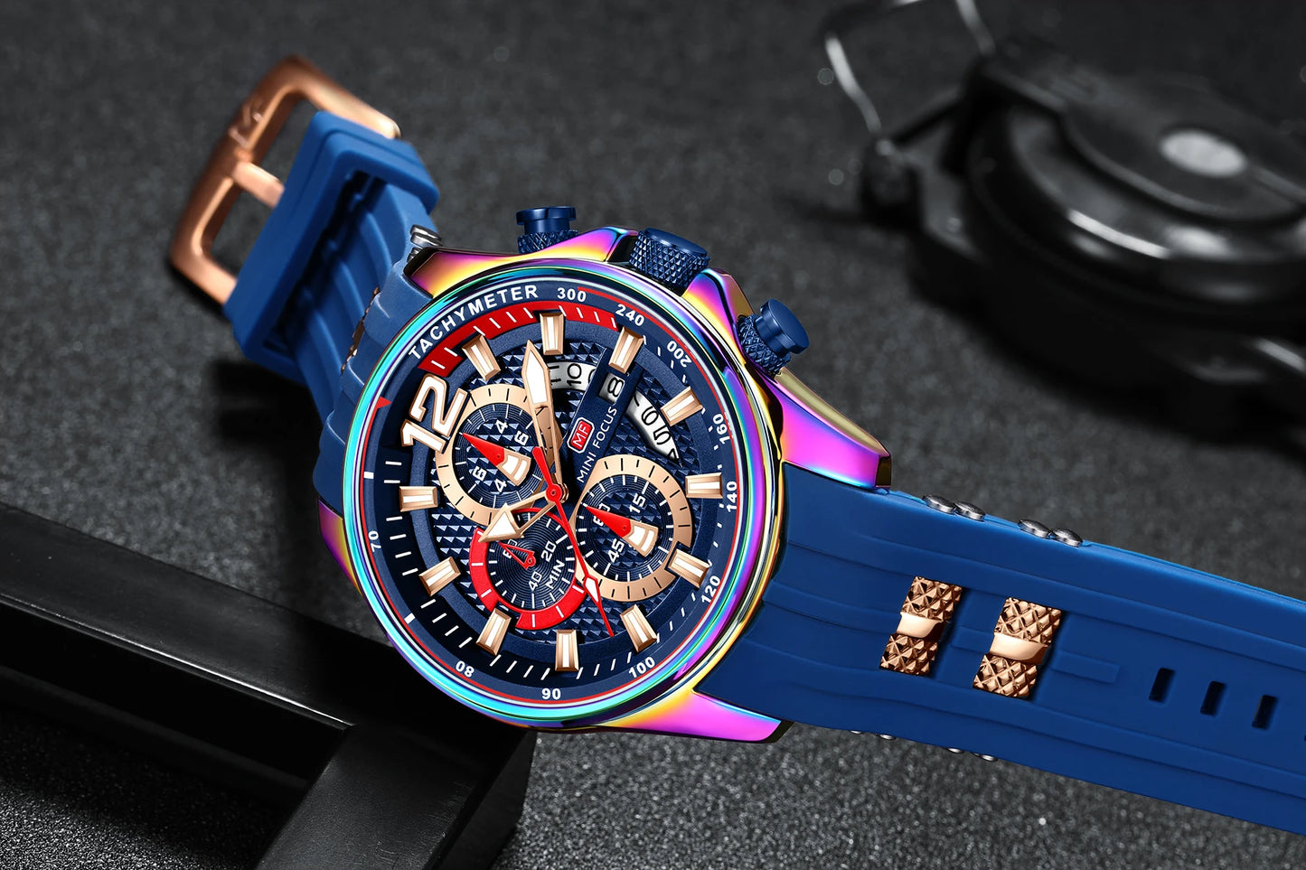 MINI FOCUS MF0350G Men's Sports Quartz Watch – Silicone Band, Luminous Hands, Waterproof Wristwatch
