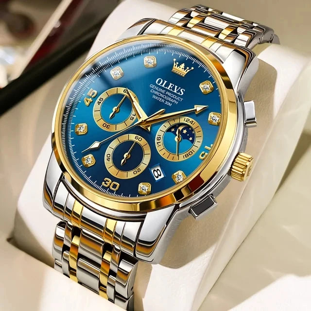 OLEVS 2889 Men's Multifunction Quartz Watch – Classic Business & Sports Steel Band Timepiece