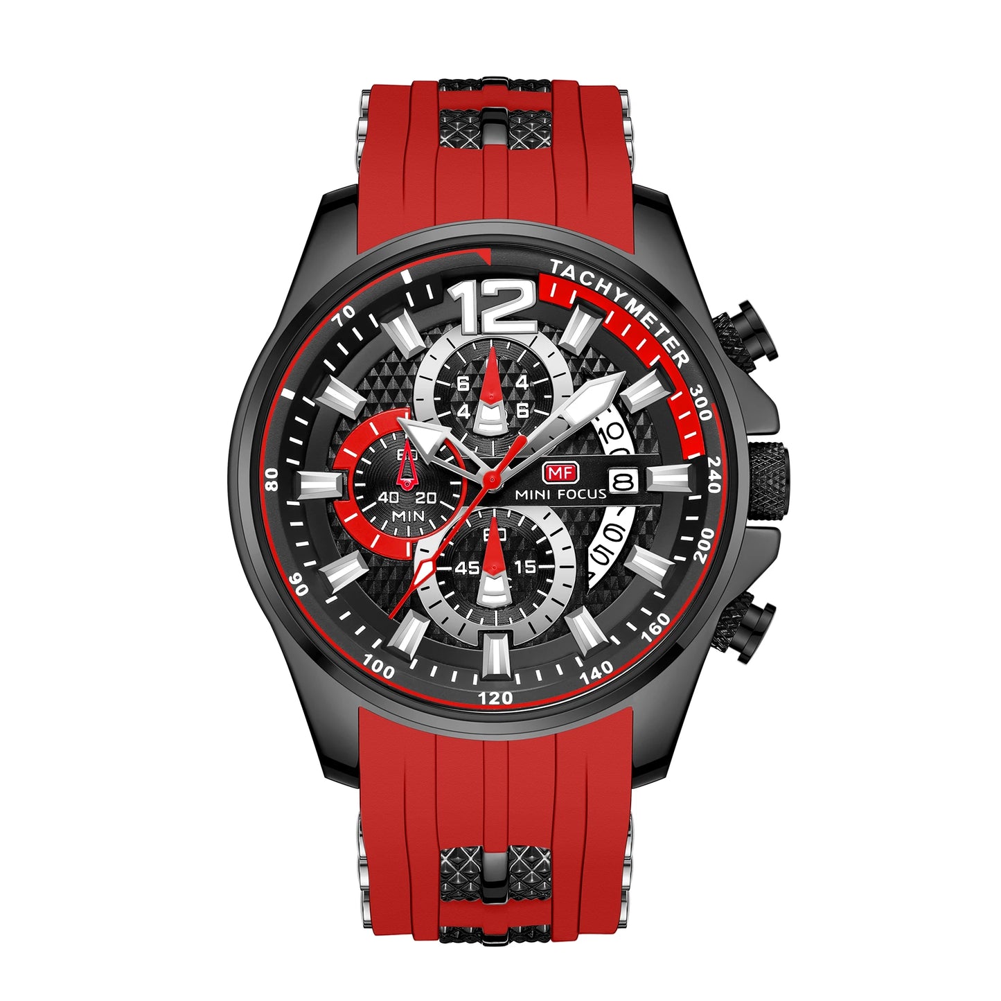 MINI FOCUS MF0350G Men's Sports Quartz Watch – Silicone Band, Luminous Hands, Waterproof Wristwatch