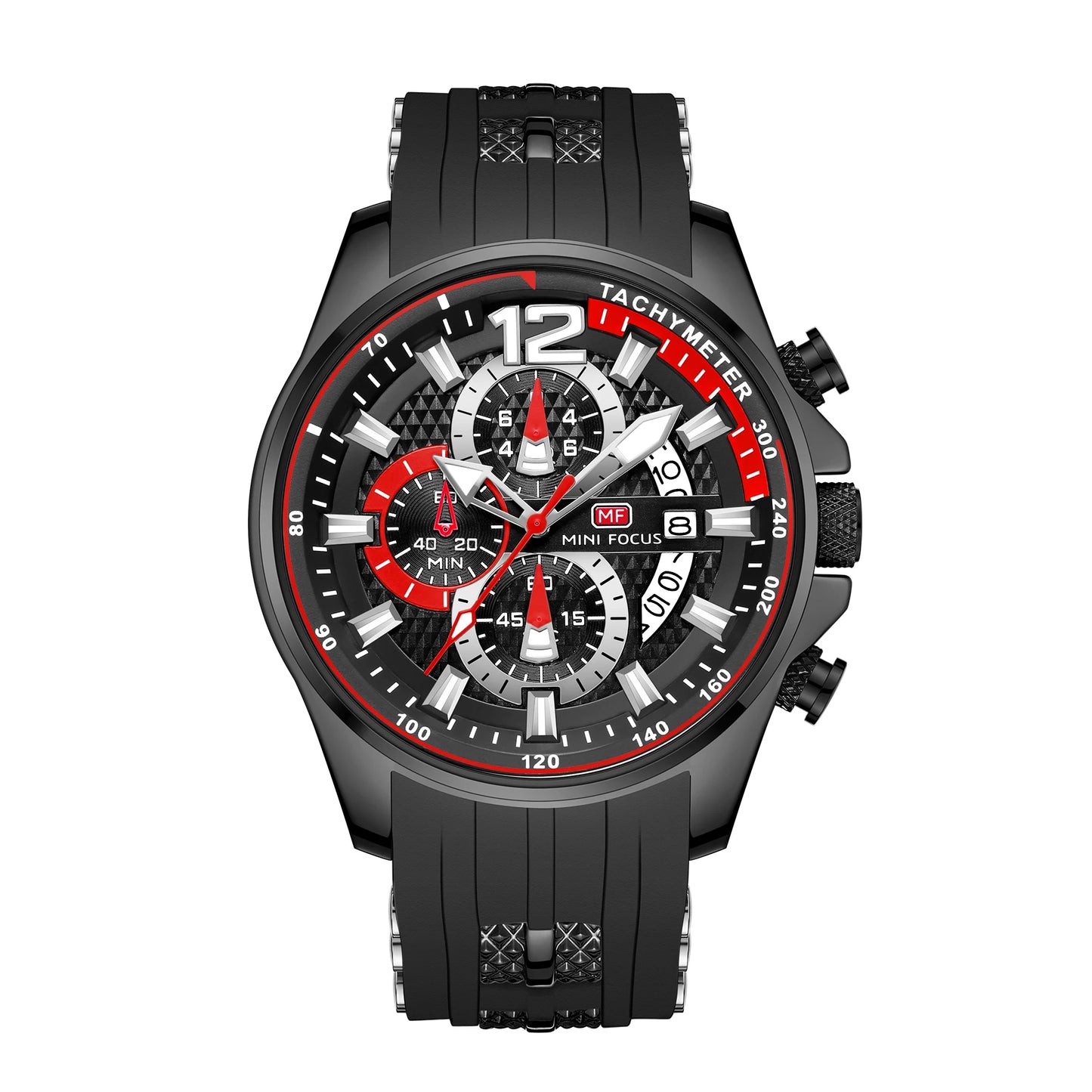 MINI FOCUS MF0350G Men's Sports Quartz Watch – Silicone Band, Luminous Hands, Waterproof Wristwatch