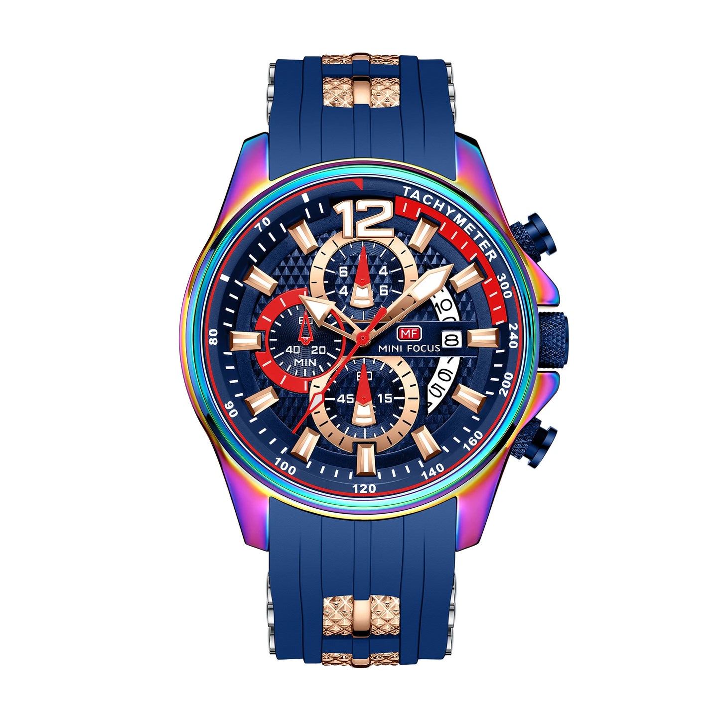 MINI FOCUS MF0350G Men's Sports Quartz Watch – Silicone Band, Luminous Hands, Waterproof Wristwatch