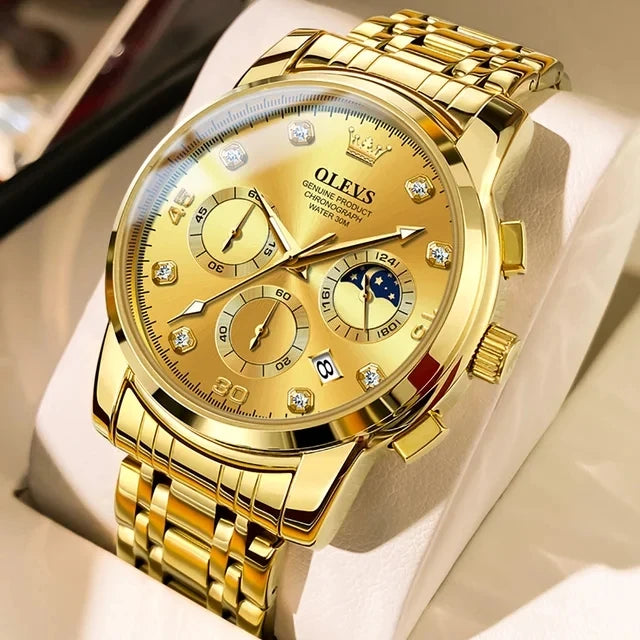 OLEVS 2889 Men's Multifunction Quartz Watch – Classic Business & Sports Steel Band Timepiece