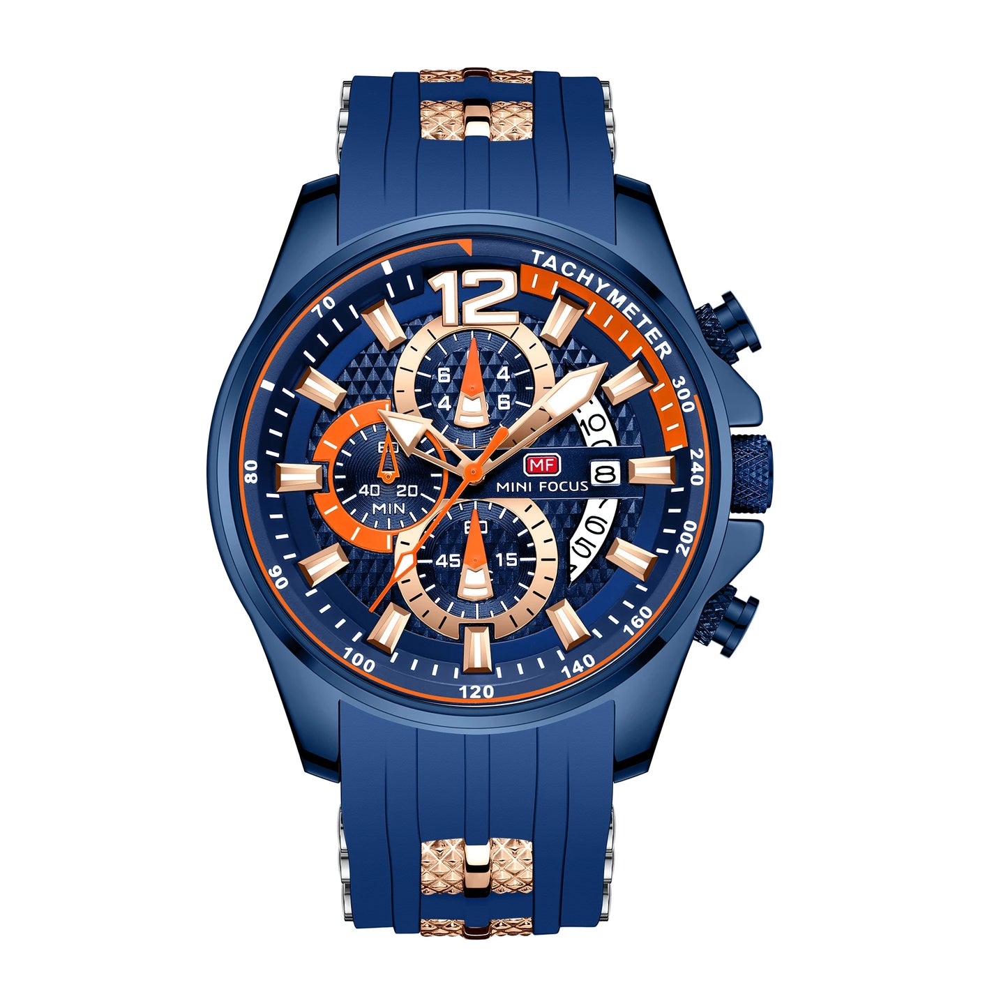 MINI FOCUS MF0350G Men's Sports Quartz Watch – Silicone Band, Luminous Hands, Waterproof Wristwatch