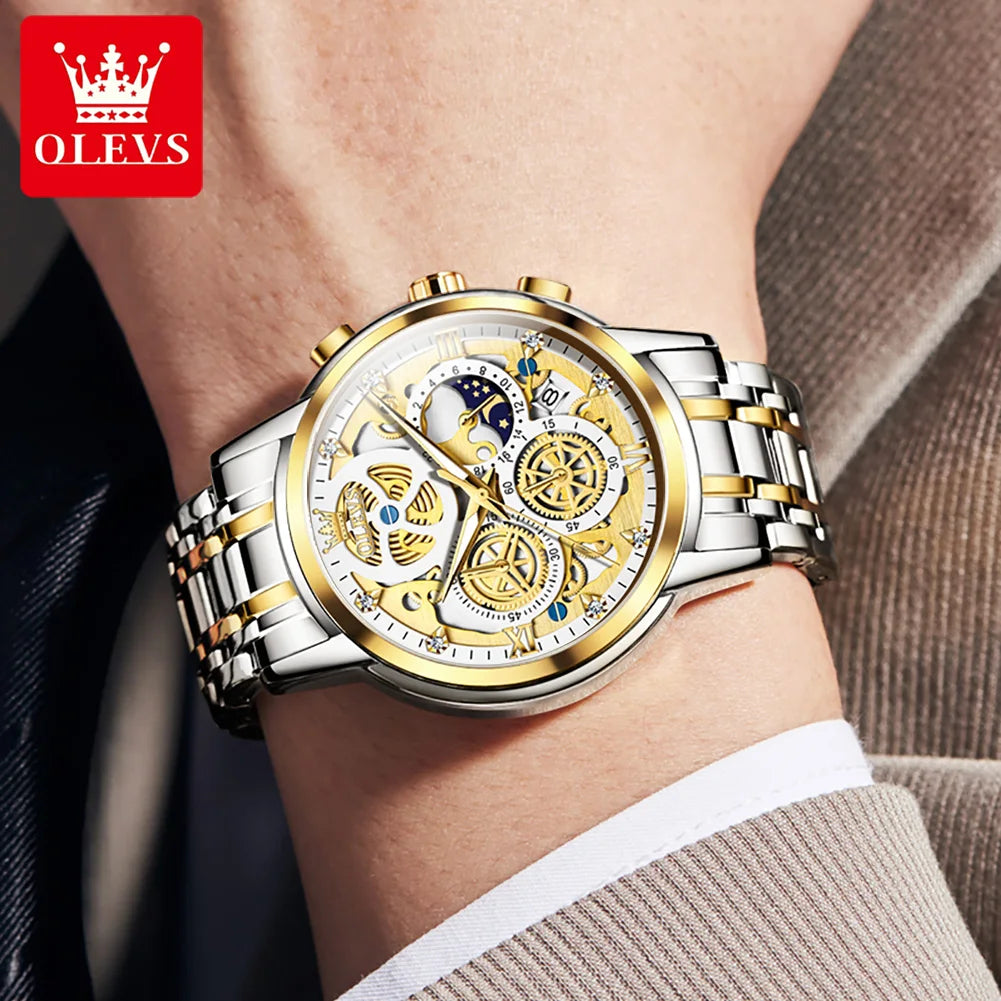 OLEVS 9947 Men’s Automatic Watch – Luxury Gold Mechanical Design, Waterproof Business Sport Style