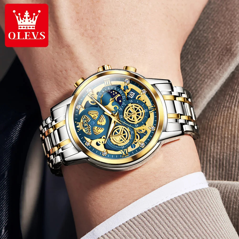 OLEVS 9947 Men’s Automatic Watch – Luxury Gold Mechanical Design, Waterproof Business Sport Style