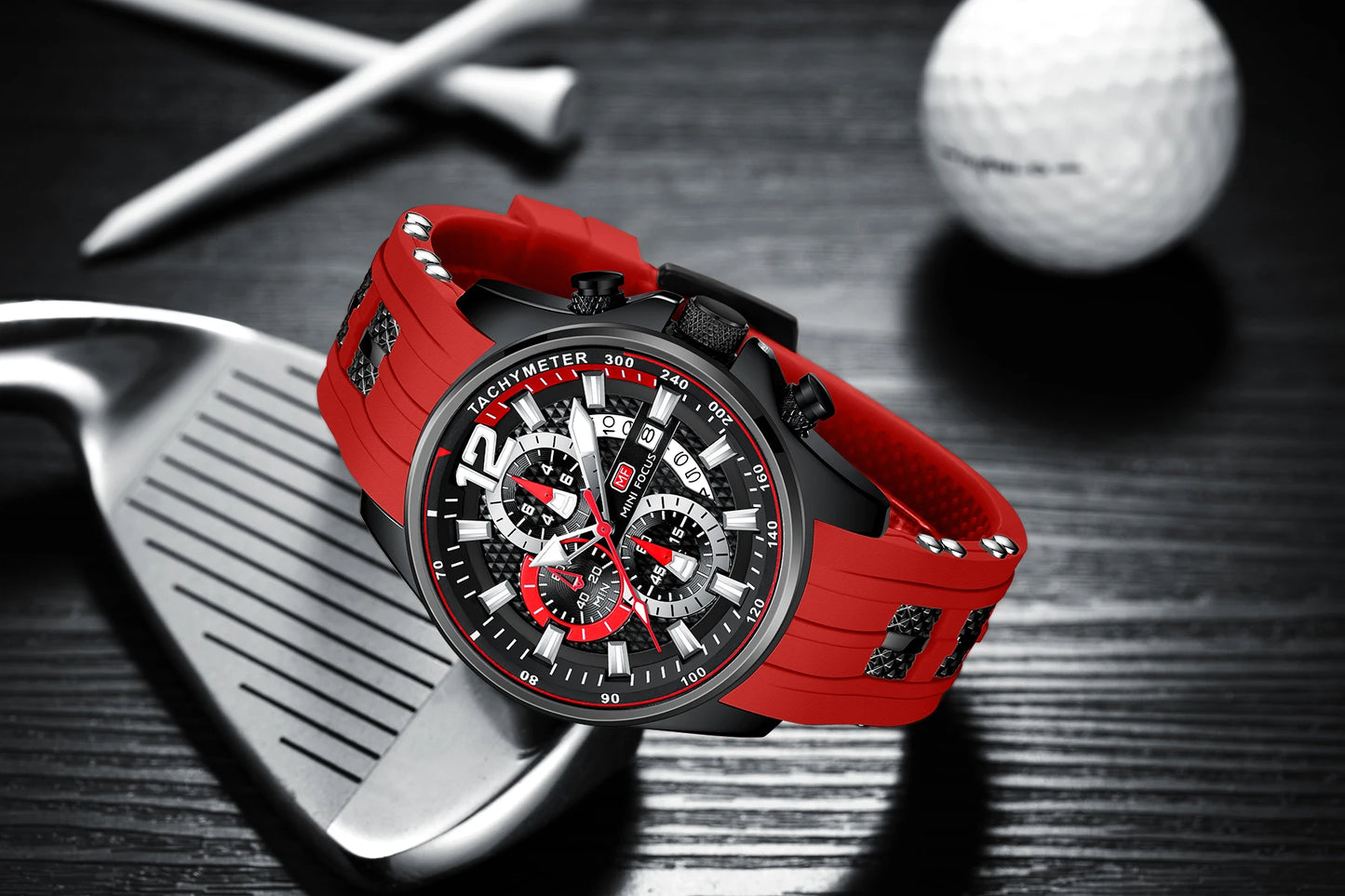 MINI FOCUS MF0350G Men's Sports Quartz Watch – Silicone Band, Luminous Hands, Waterproof Wristwatch