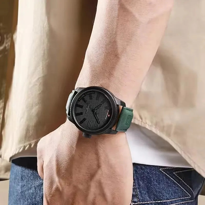 NAVIFORCE 9202L Men’s Sport Watch – Waterproof, Shockproof, Leather Strap, Fashion Casual Design