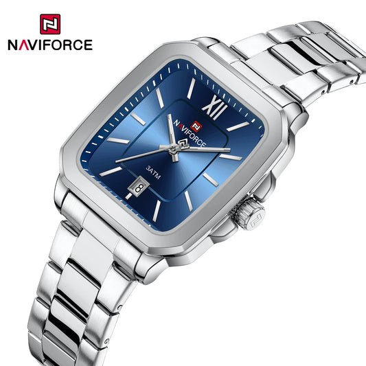 NAVIFORCE 9239 Couple Watch – Silver & Blue Quartz, Waterproof Casual Wristwatch for Men & Women