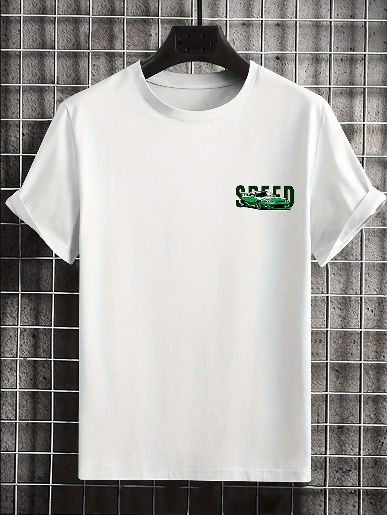 Men’s Sports Car T-Shirt – Creative Life Slogan, Double-Sided Print, Casual Short-Sleeve Round Neck