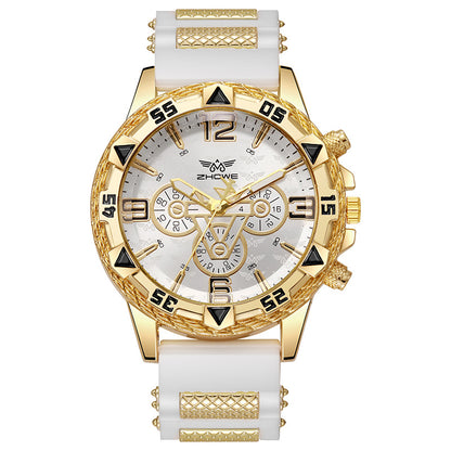 3PCS Men’s Watch & Bracelet Set – Elegant Quartz Wristwatch, Fashion & Business Style, Silicone Strap