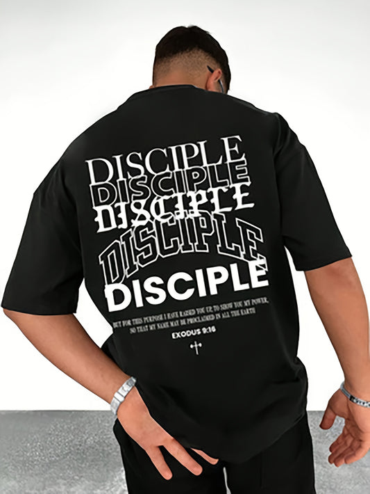 Men’s Faith & Disciple T-Shirt – Creative Letter Slogan, Casual Short-Sleeve Round Neck, Perfect Gift