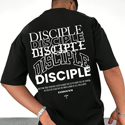 Men’s Faith & Disciple T-Shirt – Creative Letter Slogan, Casual Short-Sleeve Round Neck, Perfect Gift
